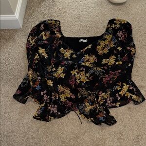 Abercrombie & Fitch Black Floral Blouse